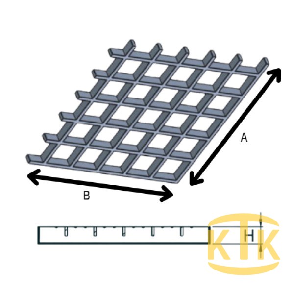 CTP Kanal Izgarası 38x38x25 mm B125 (CTP-3825-B) - Fibretech Kompozit