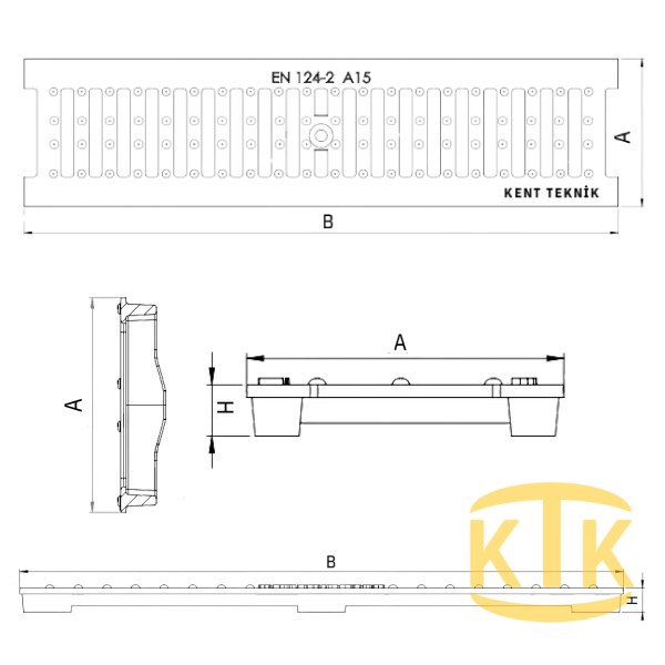 Döküm Yağmur Suyu Izgarası 150x500x20 mm C250 (DI-1520-C) - Fibretech Kompozit