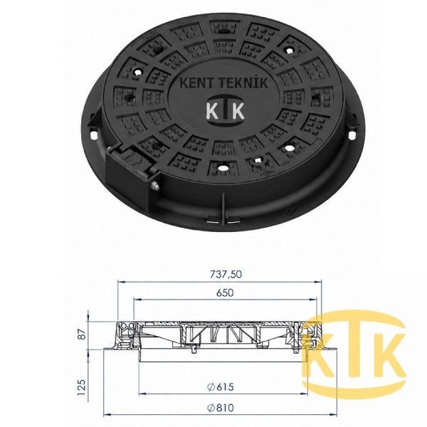 Döküm Rögar Kapağı Takımı Ø600 mm 180° C250 (DKT-600-C) - Fibretech Kompozit