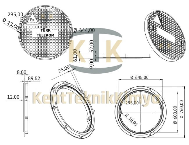 Kompozit Menhol Kapağı Takımı ø600mm TT1 Kalın Seri