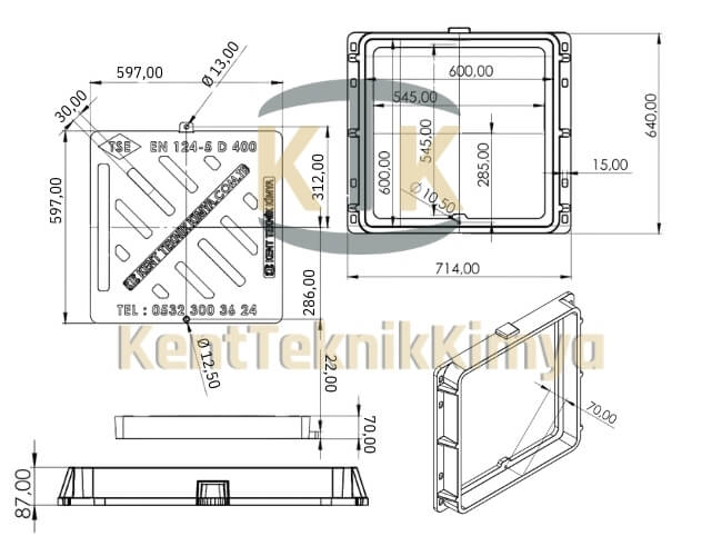 Kompozit Yağmur Suyu Izgara Takımı 600x600 mm