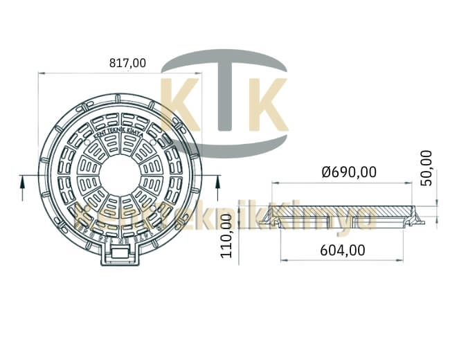 Kompozit Menhol Kapağı Takımı ø 600 mm Menteşeli